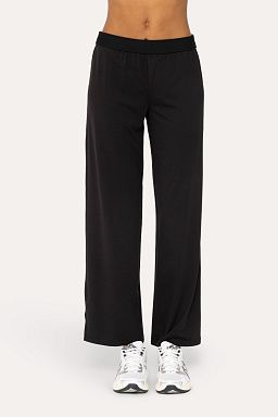 Air Essentials Foldover Waist Wide Leg Lounge Pants Black