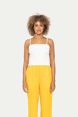 Cotton Gauze Smocked Tank Top White