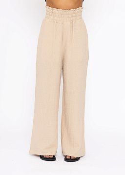 Cotton Gauze Wide Leg Pants Taupe