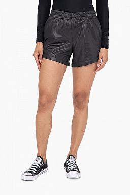 Glossy Leather Look High Waist Shorts