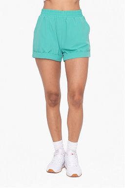 High-Waist Athleisure Shorts with Cuffed Leg