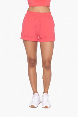 High-Waist Athleisure Shorts with Cuffed Leg