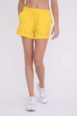 High-Waist Athleisure Shorts with Cuffed Leg