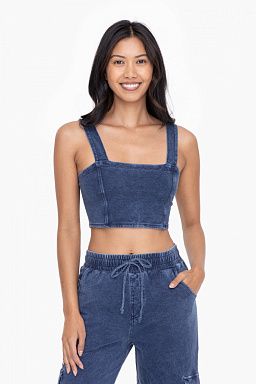 Mineral Wash Cotton Crop Top