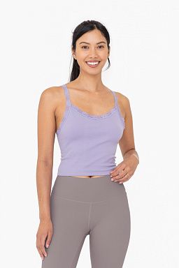 Ribbed Lace Trim Tank Top